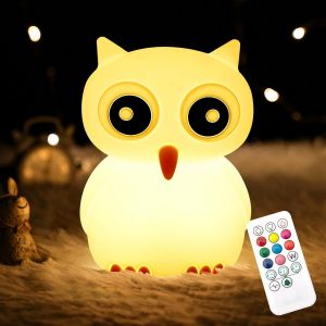 KUWL-Veilleuse Pour Enfants, Veilleuse Hibou Avec Télécommande, Lampe Kawaii 7 Couleurs, Décoration De Chambre, Rechargeable Par Usb, Jolie Lampe Cadeaux Pour Bébé, Enfants, Petits, Adolescentes - Neuf