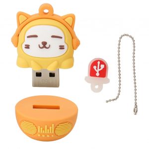 Cl&eacute; USB de dessin anim&eacute;,PVC USB2.0 motif de chat,plug and play,disque U antichoc pour t&eacute;l&eacute;phone,ordinateur portable,safran 16g. - Neuf