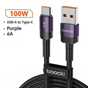 Toocki Usb Type C C&acirc;ble Charge Rapide Usb C Chargeur Cordon Pour Iphone 15 14 13 12 11 Huawei P40 P30 Realme Oppo Oneplus Batterie Externe.Usb A To C Purple.0,5 M - Neuf