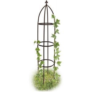 Mevronisshop-Relaxdays Arceau Arche Rosiers Pergola Ob&eacute;lisque De Jardin Support Tuteur M&eacute;tal Colonne Pour Plantes Grimpantes 190 Cm, Marron - Neuf
