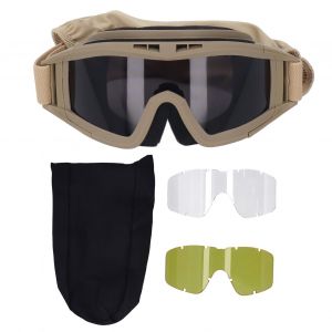 Lunettes De Securite Coupe-Vent, Antideflagrantes Et Resistantes Aux Chocs, Avec Verres Hd, Pour Moto Et Ski, Kaki - Neuf