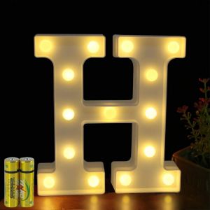 (H) Lettres Lumineuses Alphabet Lampe Lumineuse Led Lettres Lumineuses Lettre Déco Fonctionne Avec Piles Pour Fête Mariage Maison Bar Décoration - Neuf