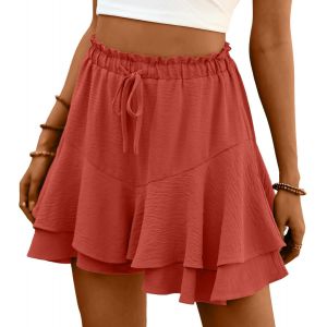 Shorts Femme Ete Shorts &Agrave; Volants Femme Courte Mini Casual Jupechic L&acirc;ches D&eacute;contract&eacute; Pantalon Court Pour Plage,S-Xl - Neuf