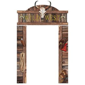 Checarzhn--No1-Décoration De Porte De Fête De Cow-Boy De L'ouest, Bannière De Porte De Fête Du Far West Panneau Suspendu De Cow-Boy Accessoires Photo Sur Le Thème Occidental Pour Une Fête De Cow-Boy - Neuf