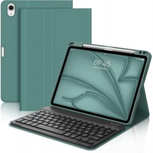 Coque Clavier pour iPad Air 11 Pouces (M3 2025, M2 2024), AZERTY Fran&ccedil;ais Housse Clavier Bluetooth Magn&eacute;tique D&eacute;tachable avec Porte Crayon pour Tablette iPad Air 10.9"" (5e/4e G&eacute;n&eacute;ration), Rose - Neuf