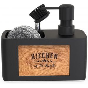 ERYI-Distributeur Savon Cuisine Porte Eponge Noir - Distributeur Liquide Vaisselle Cuisine - Distributeur De Savon Liquide - Soap Dispenser - Distributeur Produit Vaisselle - Neuf