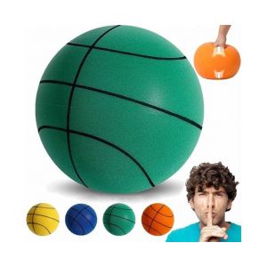 Ballon De Basket Silencieux En Mousse Haute Résilience Pour Le Jeu En Intérieur, 18 Cm, Vert, Technologie Silencieuse, Lavable, Idéal Pour Tous Les Niveaux. - Neuf