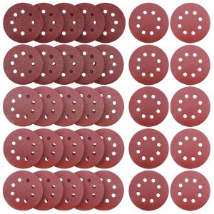 35 Pièces 125mm Disques De Ponçage Papier Abrasifs 40/60/80/120/150/180/240 Grain Pour Poncer/Polir/Dérouiller Pour Ponceuse Excentrique De 8 Trous - Neuf
