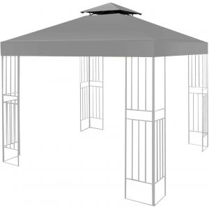 ASFASFq-Housse de rechange pour tonnelle de jardin - 3 x 3 m - Gris - 160 g/m² - Étanche - 2 niveaux - Dessus de tente de rechange (haut uniquement) - Neuf