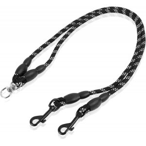 Teppc-1pcs Double Laisse Pour Chien,Laisse Double Pour 2 Chiens,Corde D'escalade R&eacute;fl&eacute;chissante,Pour Petits, Moyens Et Grands Chiens, S&eacute;curit&eacute; Et Confort, Noir - Neuf