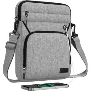 Eryi-9-11"" Sacoche Pour Tablette, Convient À 11"" Ipad Air M3, Ipad A16 2025, Pro 11 M4, Ipad 10/9/8/7th, Tab S8/S9 11, Sac Multifonctionnel Avec Bandoulière Et Port Pour Casque D'écoute, Gris Clair - Neuf