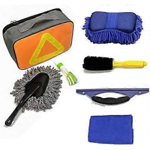 Pack Outils De Nettoyage De Voiture,Brosse À Pneus,Brosse De Purge De Voiture,Éponge De Lavage Chenille,Raclette De Pare-Brise,Duster,Débarbouillettes - Neuf