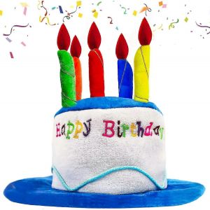 Chapeau de joyeux anniversaire,chapeau de gâteau de joyeux anniversaire en peluche (1 pièce) - Neuf