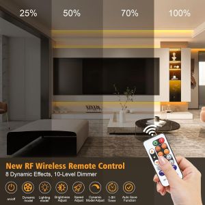 Kalanka-Ruban Led 10m Blanc Chaud 3000k, 24v Bande Led Cob Dimmable Avec Alimentation Et T&eacute;l&eacute;commande, Ip44 &Eacute;tanche Rubans &Agrave; Led Avec Luminescence Uniforme, Adh&eacute;sif Strip Light Pour Chambre D&eacute;coratio - Neuf