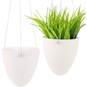 Nouvelhorizonstore-Lot De 2 Pots De Fleurs Suspendus En Plastique, Pot De Fleurs &Agrave; Suspendre D&eacute;coration Murale Pour Jardin, Int&eacute;rieur, Ext&eacute;rieur, Balcon (Lot De 2) - Neuf