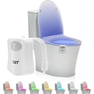 Lampe De Toilette, Veilleuse Led Pour Wc Salle De Bain Capteur D&eacute;tecteur Pir 8 Changement De Couleurs &Eacute;clairage (Seulement S'active Dans L'obscurit&eacute;) - Neuf