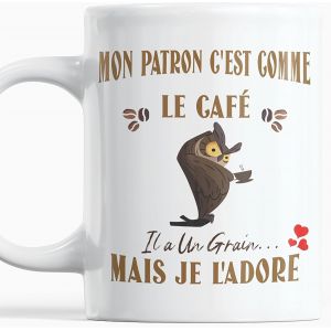 Eryi-Mug Humour Cadeau Patron Homme Anniversaire Plaisir D'offrir Mon Patron C'est Comme Le Café Il A Un Grain Mais Je L'adore. - Neuf