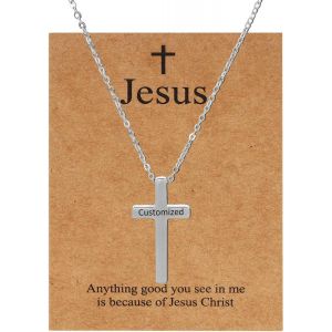 Kal-Chaîne En Acier Inoxydable Pour Homme Et Femme - Collier Jésus Avec Pendentif Croix Chrétienne - Pendentif Crucifix Chrétien - Bijoux Pour Homme Et Femme - Neuf