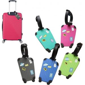Étiquette de bagage, étiquette de bagage, carte d'identité, étiquette de bagage de silicone, carte PVC étanche à l'eau, adapté pour les sacs et bagages, accessoires de voyage, 5 pièces, multicolore. - Neuf