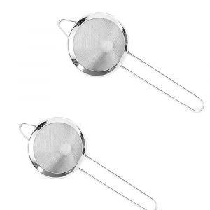 2 Tamis Fin Filtre Cocktail En Acier Inoxydable &Agrave; Caf&eacute; &Agrave; Manche Long Double Filtre 14cm - Neuf