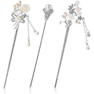 1 Morceau De Cheville Pour Les Cheveux Avec Des Perles Et De Strass, De Style Chinois, Style Vintage, Fabriqués À La Main. - Neuf