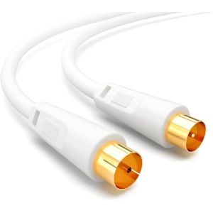3,75m C&acirc;ble d'antenne de IEC m&acirc;le vers IEC femelle C&acirc;ble de connexion BZT-CE blind&eacute; 100dB 128 tresses c&acirc;ble coaxial HDTV 1080p UHD 8K 4K plaqu&eacute; or DVB-T/T2 DVB-C/C2 Radio DAB DAB+ Blanc - Neuf