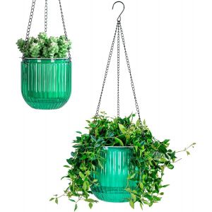 Lot De 2 Pots De Fleurs Suspendus-13,5/21 Cm-Pour L'ext&eacute;rieur Et L'int&eacute;rieur-Pot De Fleurs Suspendu Pour Plantes.[N26] - Neuf