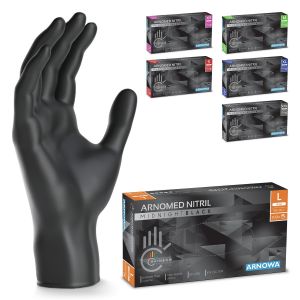 100x &reg; Gants en nitrile taille L Noir,Gants &agrave; usage unique pour chirurgie & laboratoire,Gants en nitrile sans poudre et sans latex,Moufles en nitrile en XS,S,M,L,XL,XXL - Neuf