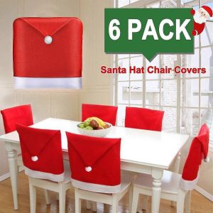 6 Pack De No&euml;l Housses De Chaise De D&eacute;coration De No&euml;l Chapeau De Santa Pr&eacute;sident Couvre Le Dos Des Housses De Chaises Housses Casquettes D&eacute;finie Pour No&euml;l Festif D&icirc;ner &Agrave; La Maison Chri - Neuf