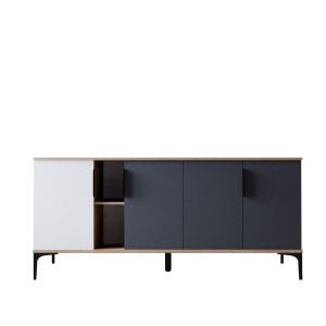 Buffet en bois "Tarz" - 180 x 40 x 79 cm - Gris anthracite - Neuf