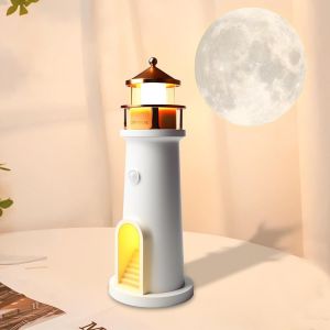 Led Phare Déco Avec Capteur Automatique: Lampe Projecteur Lumière Lune Led, Idéale Pour Chambres À Coucher, Salons Et Fêtes D'anniversaire (Blanc) - Neuf