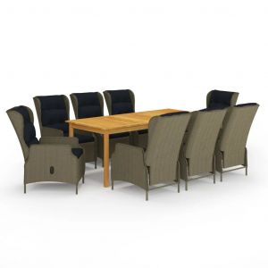 Prolenta Premium - Ensemble &Agrave; Manger De Jardin 9 Pcs Marron - Neuf