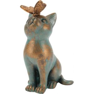 Mevronisshop-Statue De Jardin En Forme De Chat Et De Papillon,Statue De Jardin En R&eacute;sine,Statue De Chat,D&eacute;coration Chat,Statue Chat,Statue D'ext&eacute;rieur Avec Papillon,Figurines De Jardin D&eacute;coratives Po - Neuf