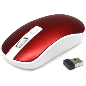 Souris sans Fil 2,4 GHz pour Ordinateur avec Nano Récepteur USB et Sensibilité Réglable Jusqu¿à 1600 DPI portée du Signal Jusqu¿à 10 m Technologie Optique - Rouge métallisé - Neuf