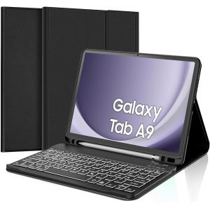 Coque Clavier Pour Samsung Galaxy Tab A9 8.7"" 2023, Clavier Pour Galaxy Tab A9 8.7"", Azerty Clavier Détachable Rétro-Éclairé Pour Samsung Galaxy Tab A9 8.7 Pouces, Noir - Neuf
