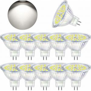 Ampoule Led Gu5.3 Blanc Froid 6 000 K, Mr16 Led 12 V 5 W Équivalent À Une Ampoule Halogène 50 W, Non Variable, Lot De 10 - Neuf