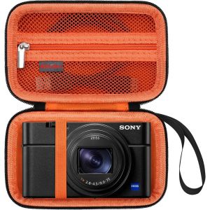 Travel Case for Sony RX100 VII/ RX100 VI/ RX100 VI/ RX100 V/ RX100 IV/ RX100 III Compact Digital Camera Travel Bag-Black+Orange - Neuf