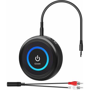 Bluetooth 5.0 Transceiver For Watch Tv, Aptx Ll/Fs Wireless Audio Adapter 40ms For Pc Stereo, Cd Radio, Music Stream, 3.5mm Rca Aux Plug, Plug N Play - Neuf