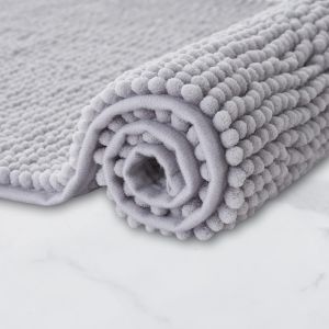 Tapis de Bain Antid&eacute;rapant en Chenille|Super Absorbant et Lavable en Machine|pour la Salle de Bain,Douche,Baignoire ou comme Tapis WC|Gris-50x150 cm - Neuf