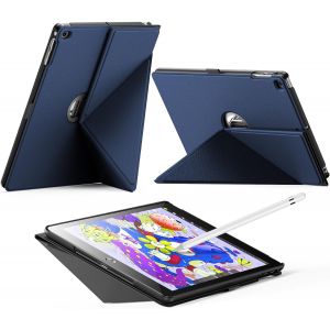 TIANYI-Book Cover Étui pour iPad 9ème/8ème/7ème génération 10,2"" (2021/2020/2019) avec porte-stylo, support pliable avec paysage et portrait, étui de protection pour iPad 9/8/7 (bleu foncé) - Neuf