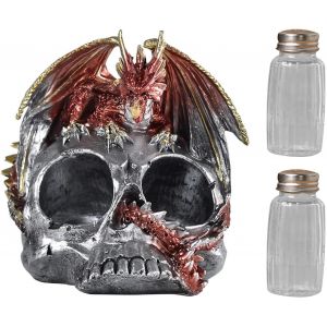 D&eacute;coration cr&eacute;ative de crane d'Halloween, statue de crane et de dragon en r&eacute;sine, d&eacute;corations de figurines - Neuf