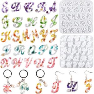 Lettre R&eacute;sine Moule Inverse Lettre Porte - Cl&eacute;s Moule Fantaisie Lettre &Eacute;poxy Moule Moulage Bricolage Artisanat Bijoux Boucles D'oreilles Pendentif Porte - Cl&eacute;s - Neuf