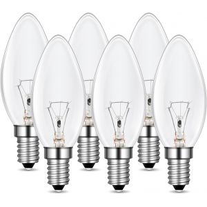 Ampoule Bougie E14 Dimmable 230v,Flamme Bougie,2700k Blanc Chaud,600lm,E14 Petit Culot À Vis,C35 Transparent,Ampoules Décoratives,Pour Lustre,Lampe De Bureau,Pack De 6 - Neuf