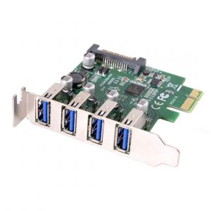 ChenQuanSarl-Low Profile 4 Ports Pci-E Vers Usb 3.0 Hub Adaptateur De Carte D'Extension Pci Express 5Gbps Pour Carte Mère - Neuf