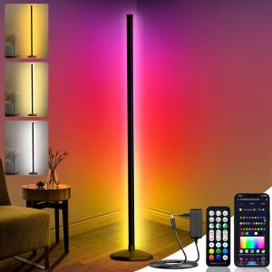 Kalanka-Lampadaire Sur Pied Rgb, Lampadaire Led D'angle Avec Lumière Blanche Chaude, Lampe Sur Pied Led Salon Avec Télécommande Et App Contrôle, 16 Millions Couleurs, Musique Sync Et Temporisation - Neuf