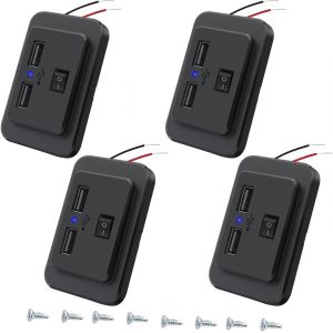 Lot De 4 Prises De Chargeur De Voiture Double Usb 4.8 A Avec Interrupteur, Adaptateur D'Alimentation 12 V/24 V, Panneau De Charge Rapide Usb Avec Led Pour Bateau, Vus, Caravane, Camion, Marine - Neuf