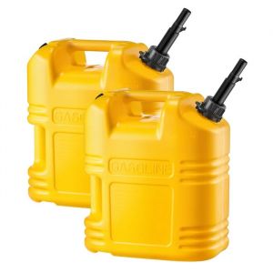 Bidon Essence 19 L-Duoku-Lot de 2-avec Bec Verseur-Graduation Transparente-D&eacute;bit Rapide 15 L/min-R&eacute;servoir Portable-Jaune - Neuf