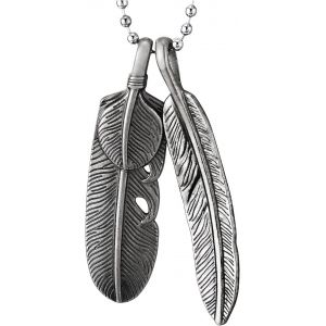 Kal-Deux Morceaux Style R&eacute;tro Plumes Pendentif Vieilli Collier Pour Homme Femme, Unisexe, 69cm Balle Cha&icirc;ne - Neuf