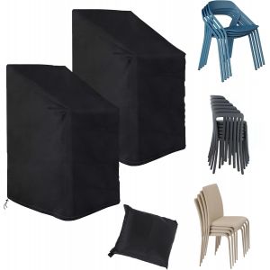 Ulteronixshop-Lot De 2 Housses De Chaise De Jardin Imperm&eacute;ables 420d &Agrave; Dossier Haut, 75 X 75 X 120 Cm, Housse De Protection Pour Chaises Empilables D'ext&eacute;rieur, Protection Hivernale Pour Meubles De J - Neuf