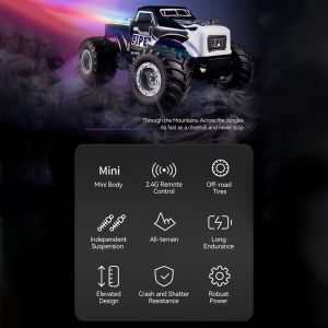 Voiture télécommandée, camion télécommandé tout-terrain 1:20 2,4 GHz pour enfants garçons jouet de véhicule tout-terrain électrique - Neuf